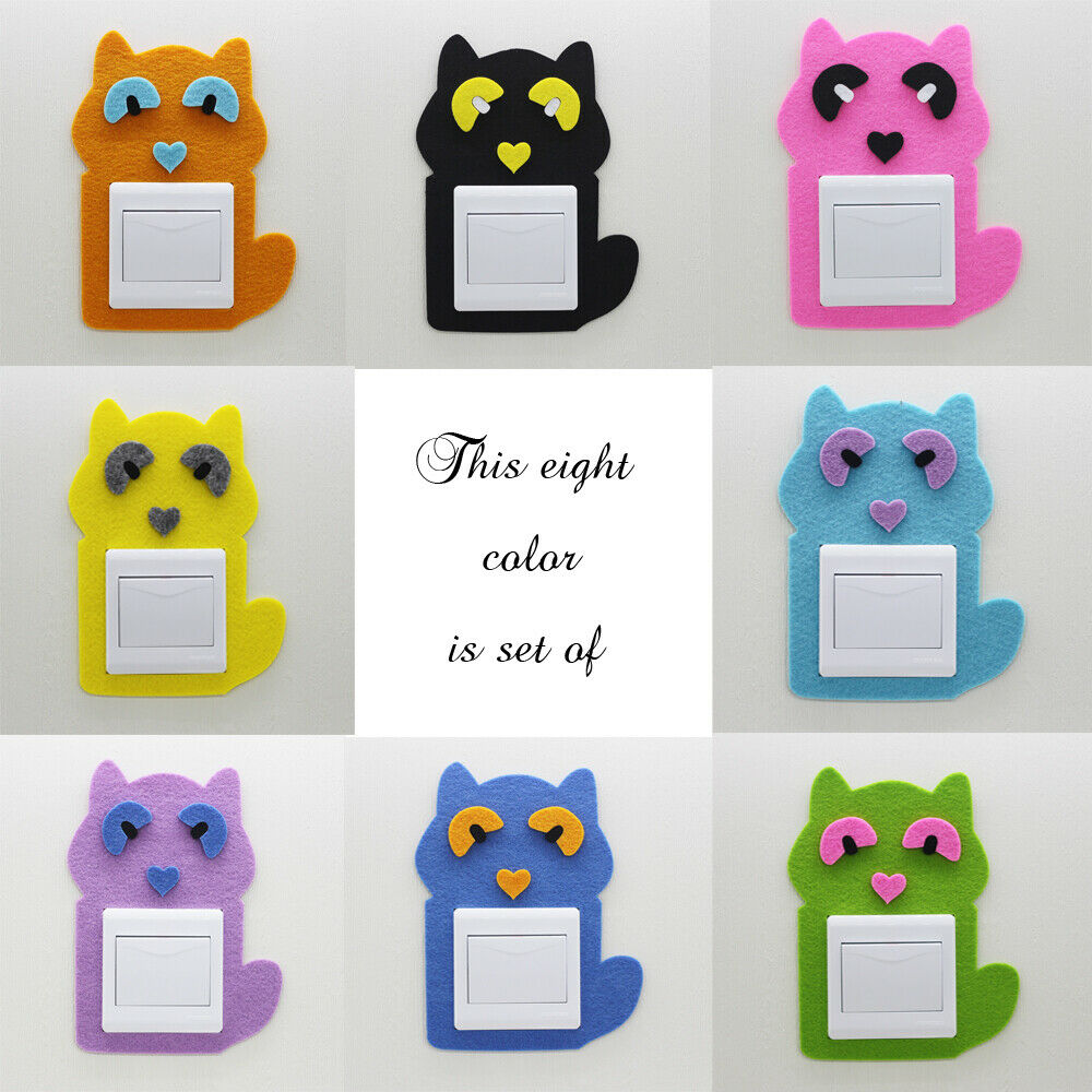 8x Cartoon Hollow Light Switch Vinyl Decals Wall Stickers Felt Owl Cover