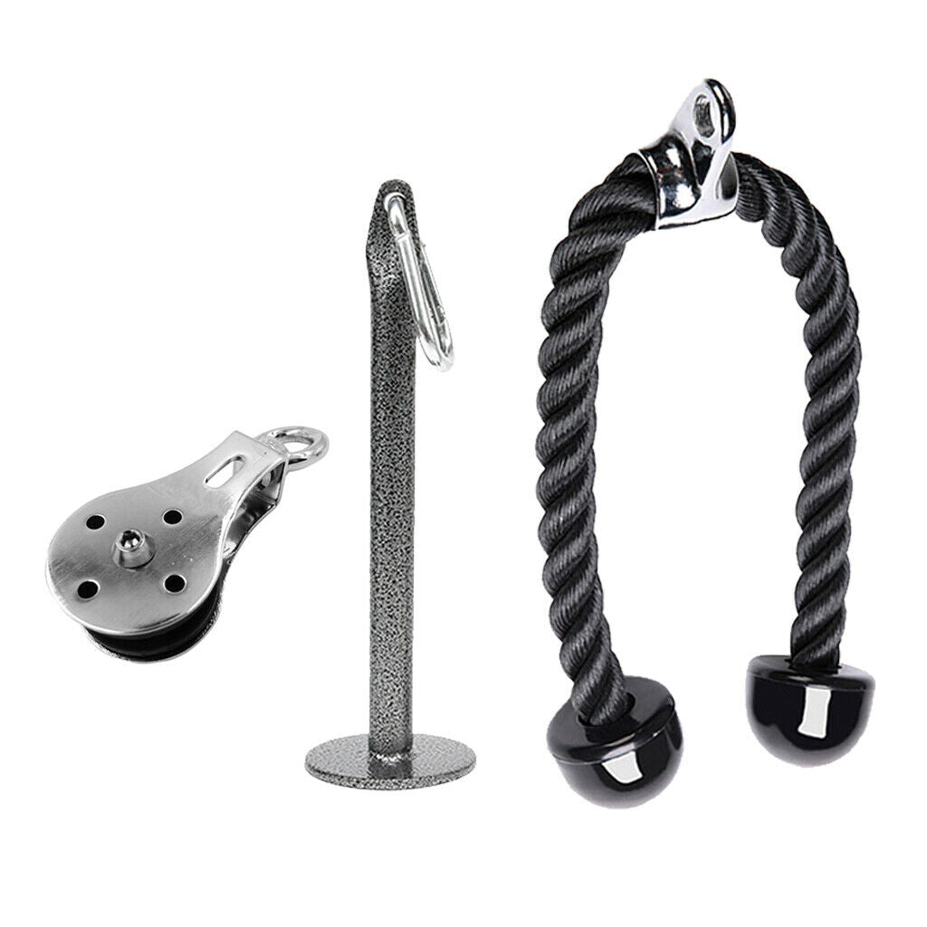 Pulley Cable System Home Workout LAT Pull Down Rope Bicep Handle Loading Pin