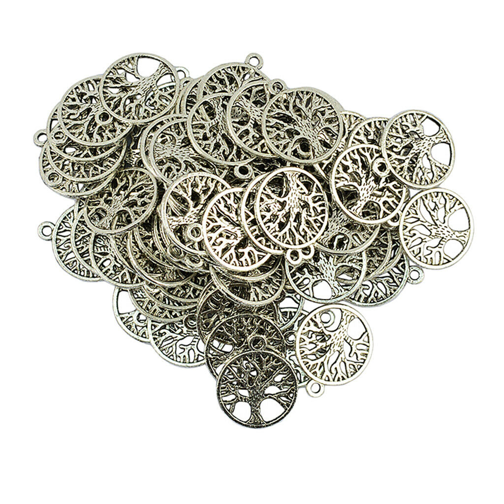 100Pcs Tree of Life Pendants Charms DIY for Necklace Jewelry Making & Crafts