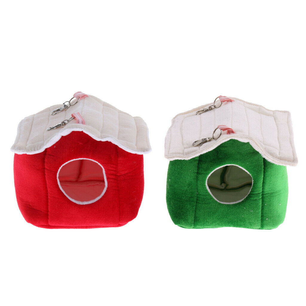 Winter Warm Bird Nest House Parrot Shed Hut Hanging Hammock Finch Cage Red