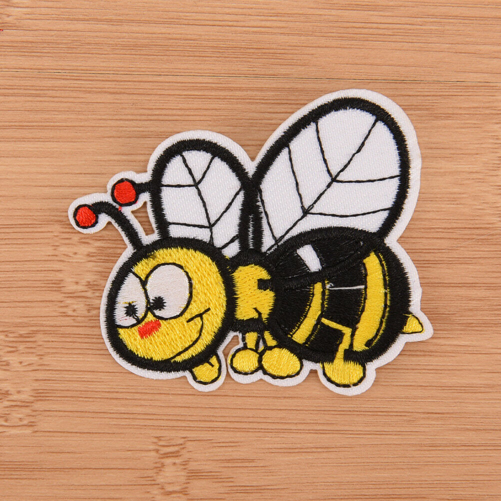 bee embroidered sew iron on patches set badge bag fabric applique craft DIY Tt