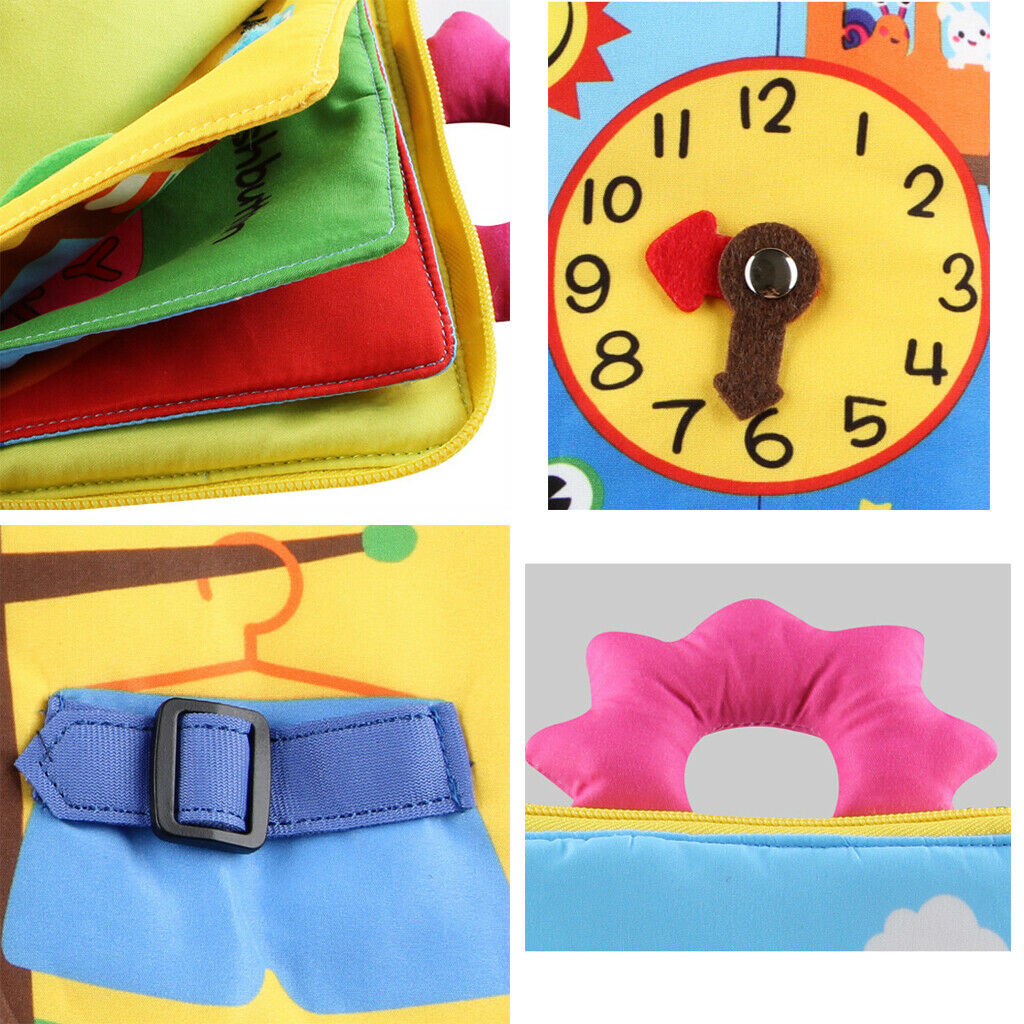 Kids Baby Soft Cloth Book Education Learning to Dress Zip Tie Colorful