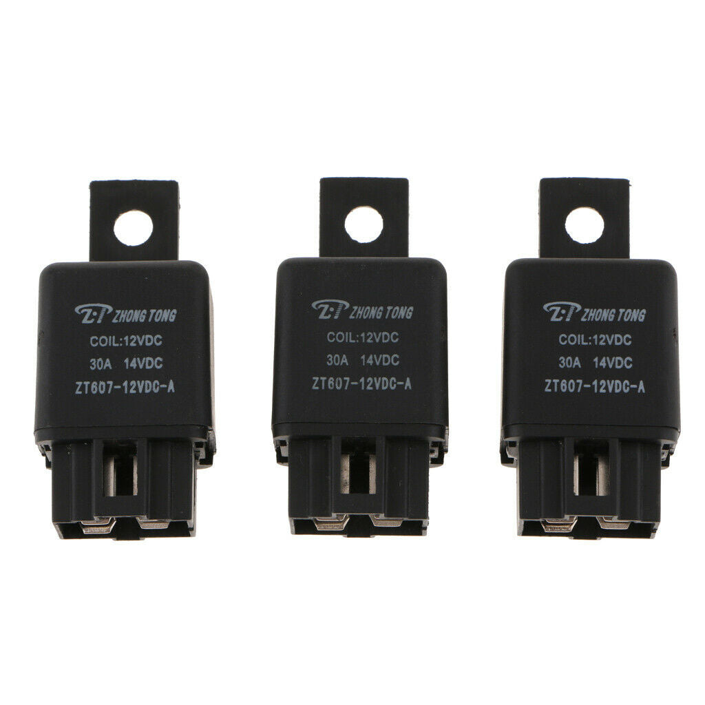 30A High Switching Capability 3PCS ZT607-DC12V 4Pin Heavy Duty SPST Relay High