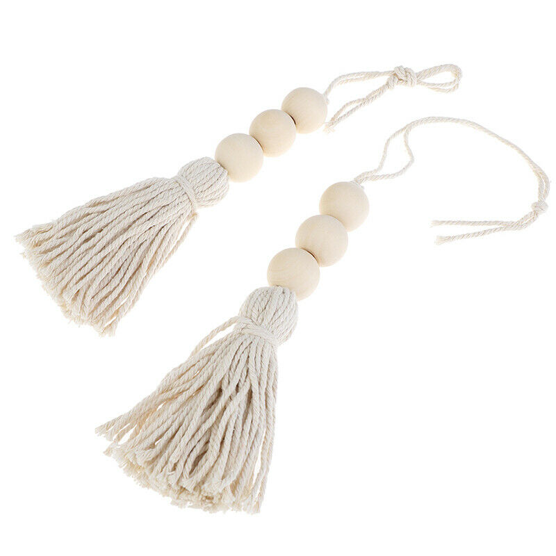 2Pcs Tassle Farmhouse Beads Natural Wood Bead Garland Rustic Wedding Orna.l8