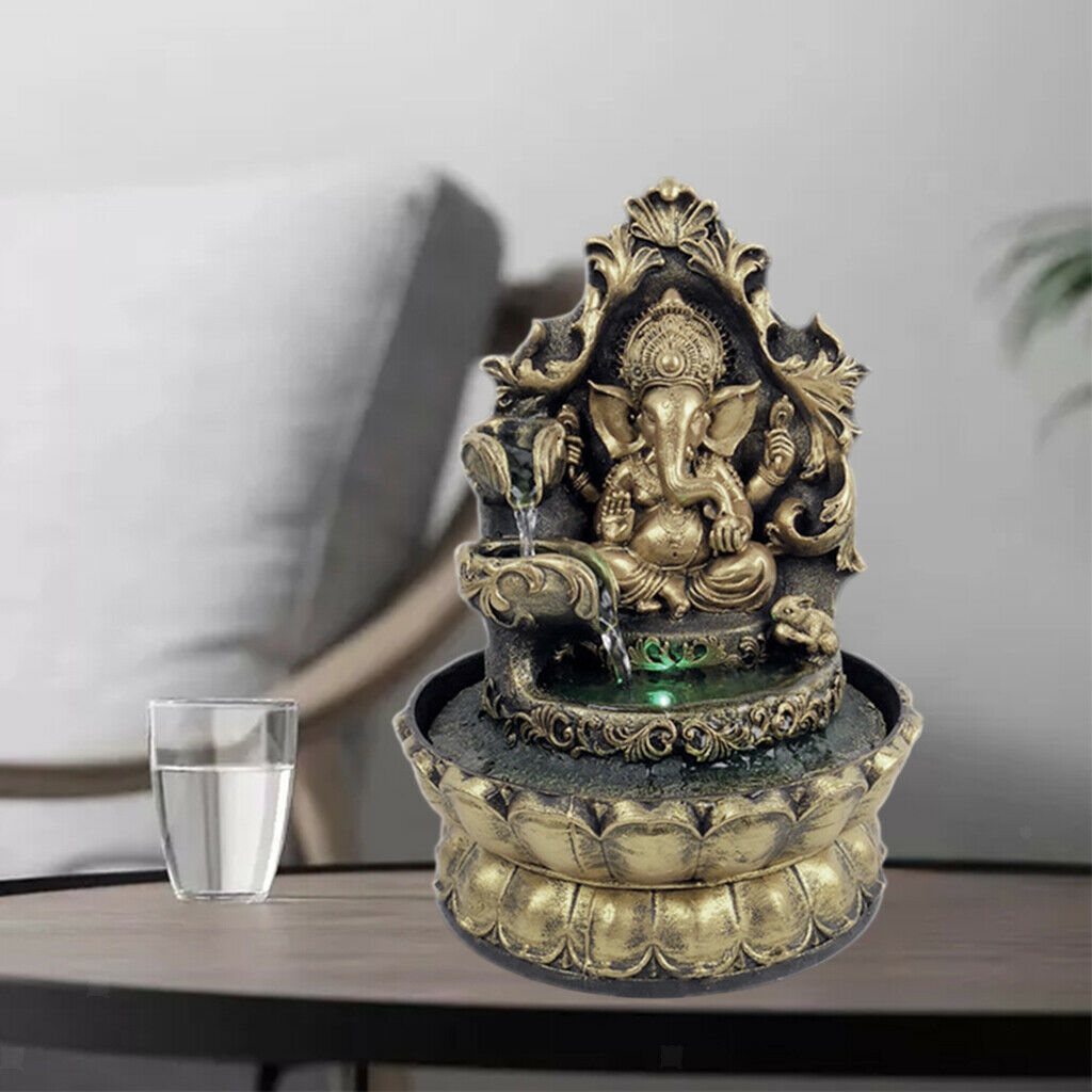 Hindu Ganesha Statue Water Fountain Waterscape Relaxing Home Decoration Arts