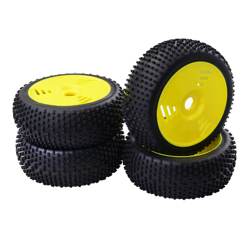 4Pcs 17mm Hub Wheel Rim & Rubber Tire Tire For 1: 8 RC Buggy Truggy Yellow