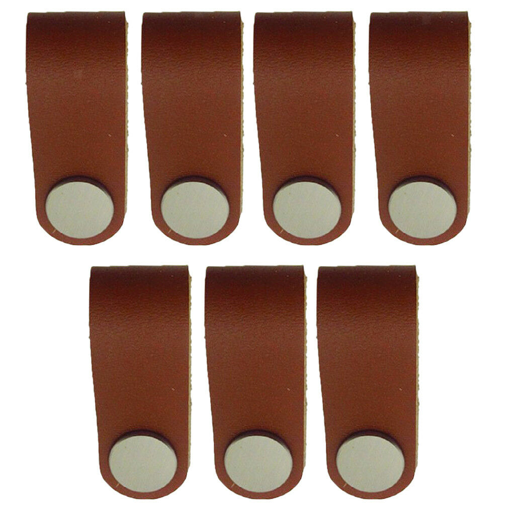 7x PU Leather Door Handles knob For Cupboard Drawer Pulls Furniture Decor