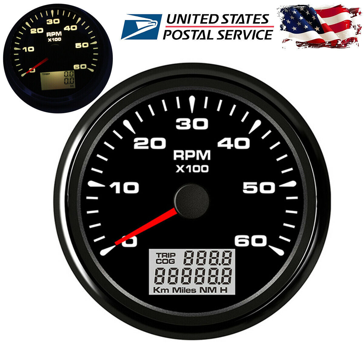 85mm Tachometer Tacho Gauge With Hour Meter Waterproof 6000 RPM Car Truck Marine