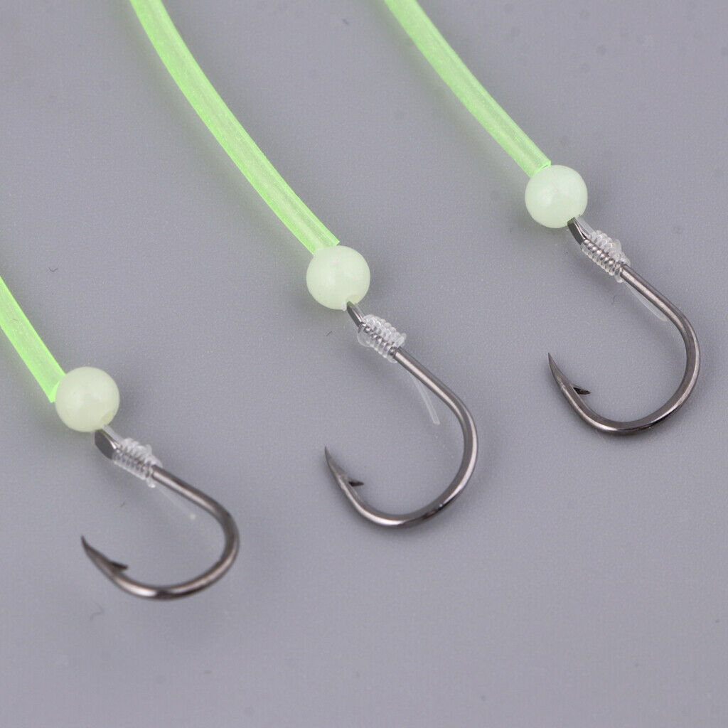 10pcs Sea Fishing Rigs Carp Rigs with Luminous Tube Barbed Hook Hook Size 12