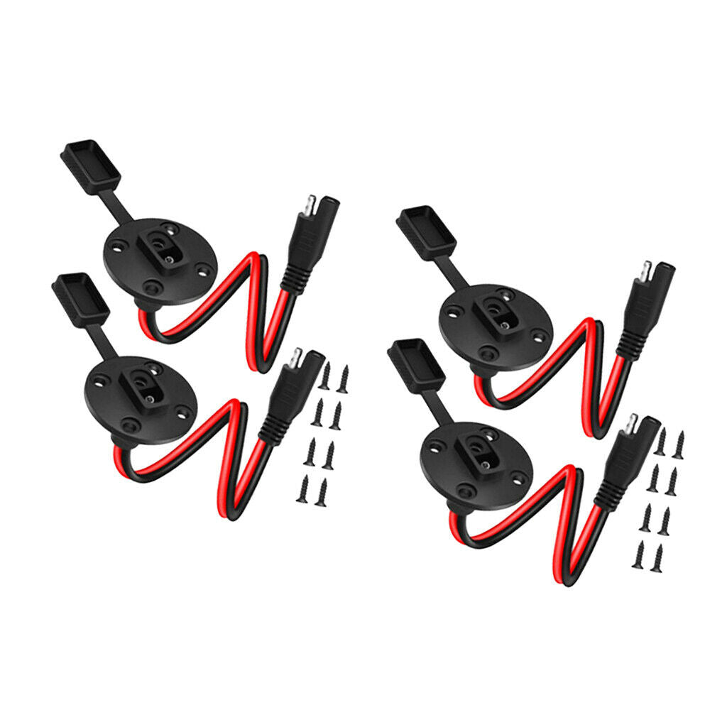 4 x 33cm Waterproof Solar SAE Single Head Line Socket Sidewall Port Connect Wire