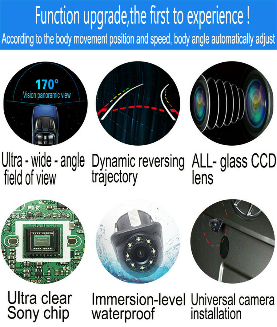 Universal 170Â° HD Car Reversing Camera with Dynamic Trajectory with 8 Ir lights