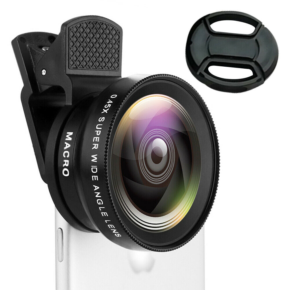 2 in 1 HD Phone Camera Lens 0.45X Wide Angle and Macro Len Professional Lens