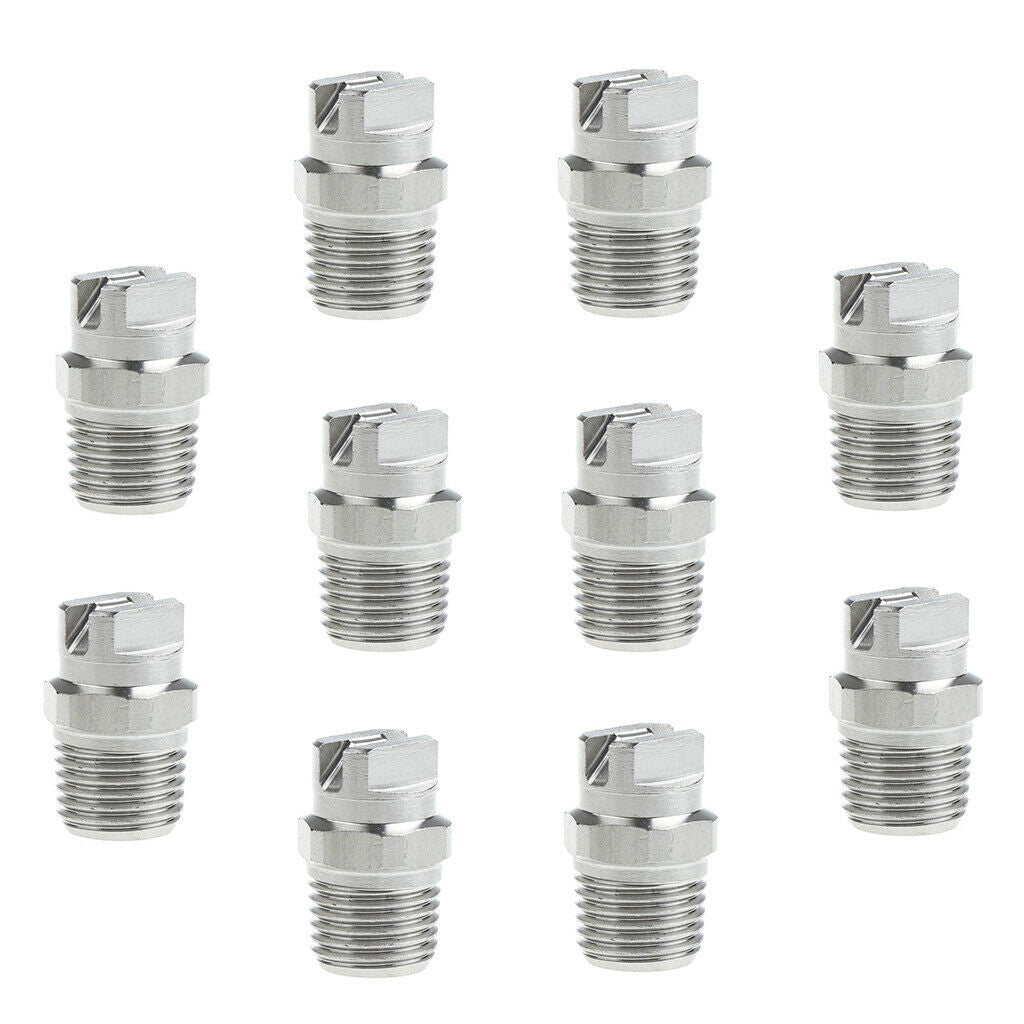 10 Pcs 1/4 inch Male High Pressure Washer Sprayer Spray Nozzle Tips Stainless