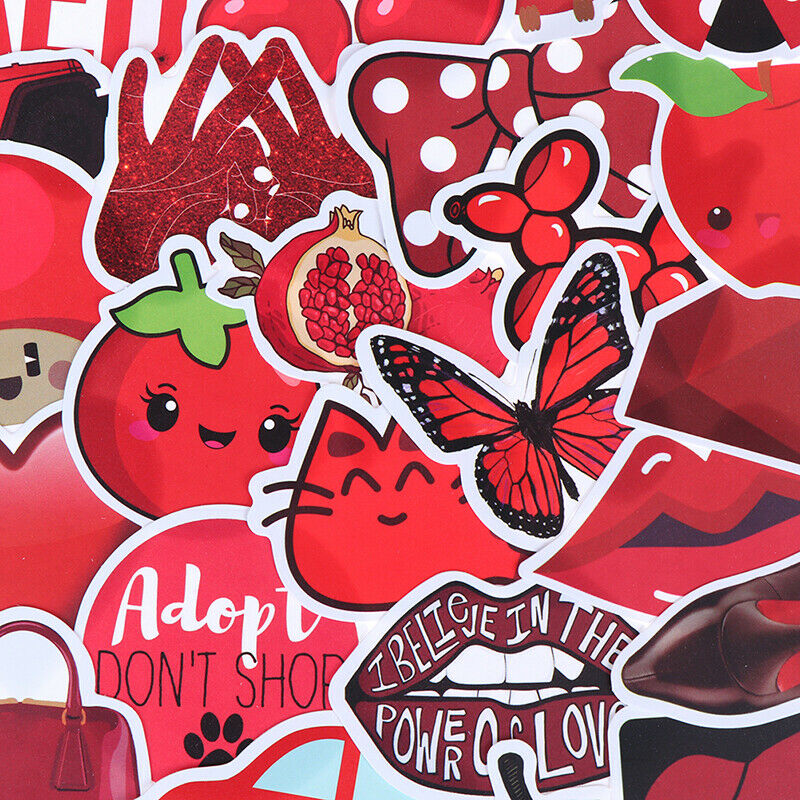 50Pcs Cartoon Red Girls Stickers DIY Suitcase Laptop Guitar Bicycle Car Dec _DD