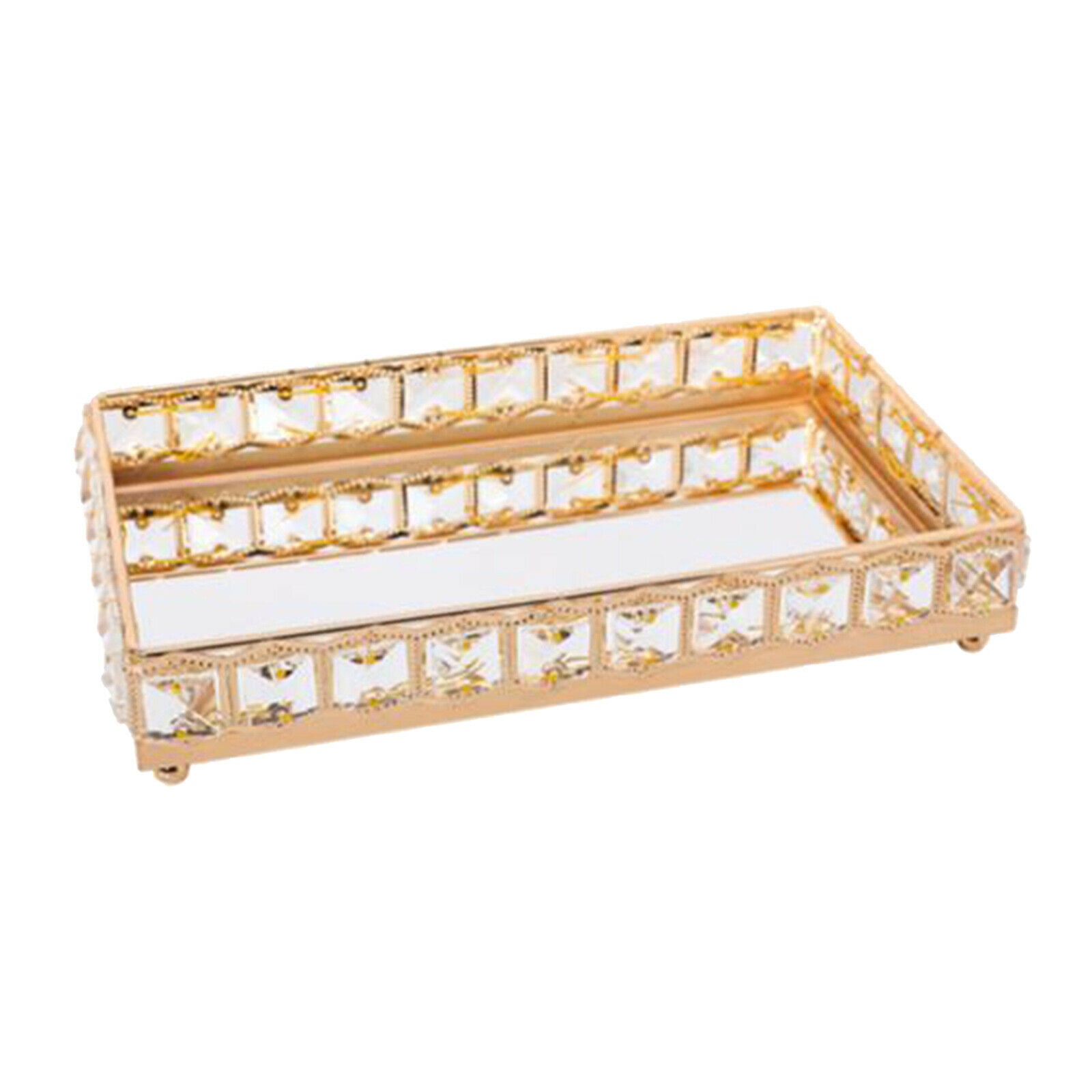 Crystal Makeup Mirror Tray Vanity Perfume Jewelry Serving Tray