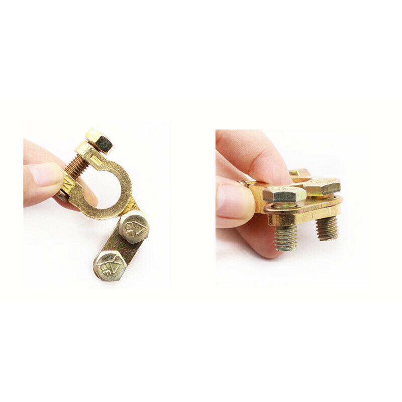 2PCS Brass Battery Terminal Connector Clamps Set for Marine Car Boat RV Vehicles