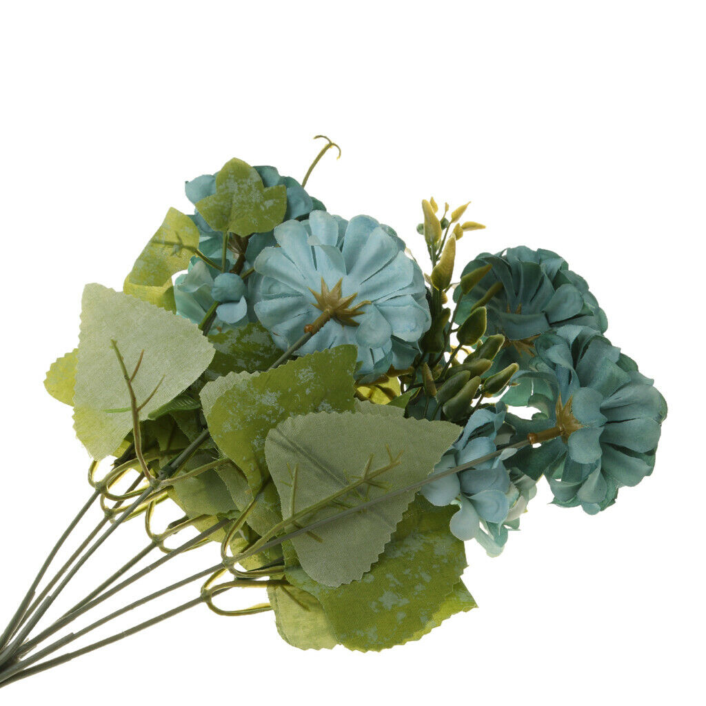 Artificial Chrysanthemum Ball Silk Flowers Bouquet for Home Decor Blue