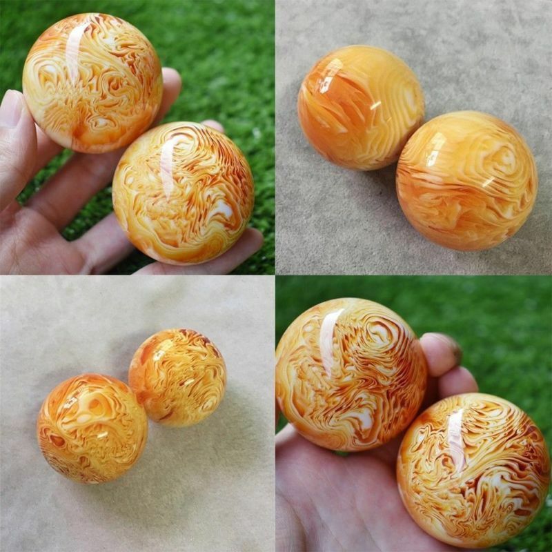 50mm Artificial Art Amber Beeswax Ball Massage Crystal Sphere Healing Fitness