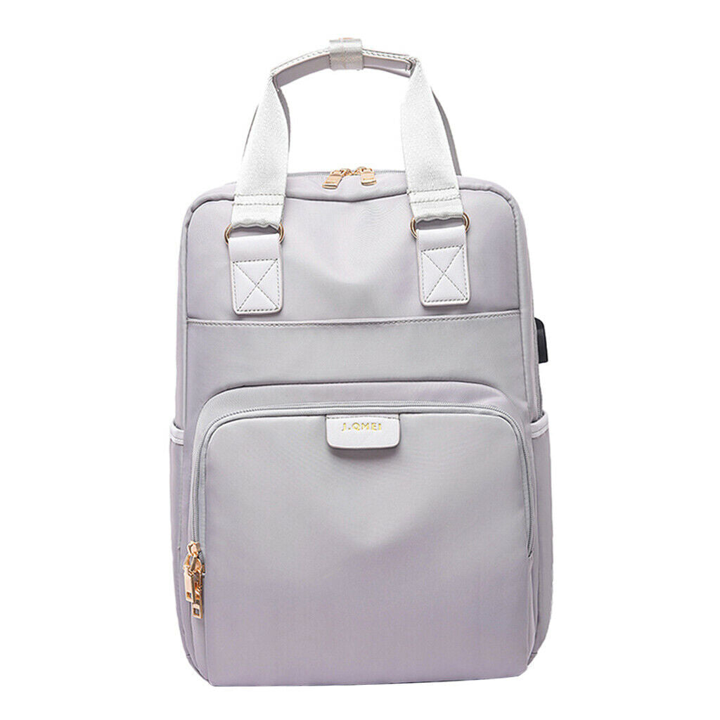 Compact Waterproof Laptop Backpack Roomy School Bag Shoulder Rucksack Gray L