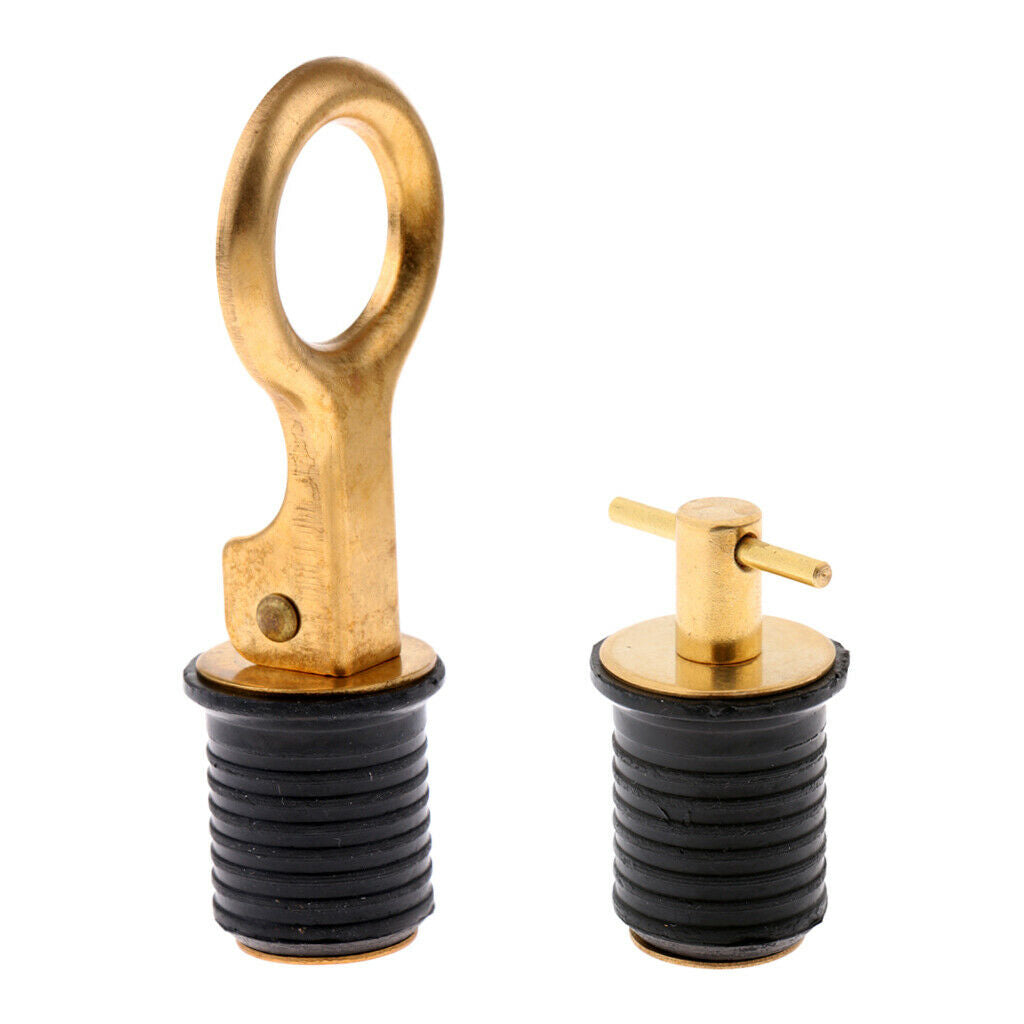 2 pcs Brass 1" Turn-Tite Snap-Tite Boat Bailer Transom Live Well Drain Plug