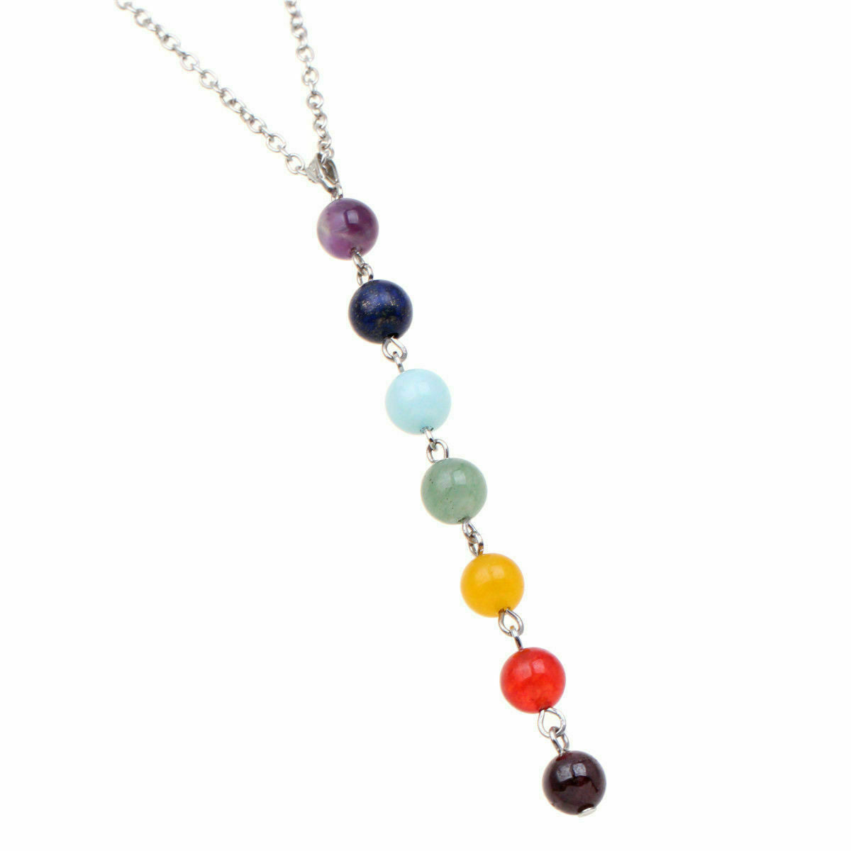 Jewelry Balancing Yoga Healing Reiki Necklace 7 Chakra Beads Pendant Chain