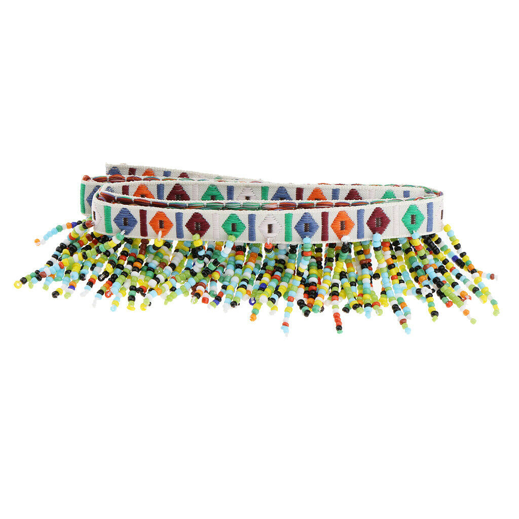 1Yard National Style Braid Jacquard Ribbon With Glass Beads For Sewing Craft