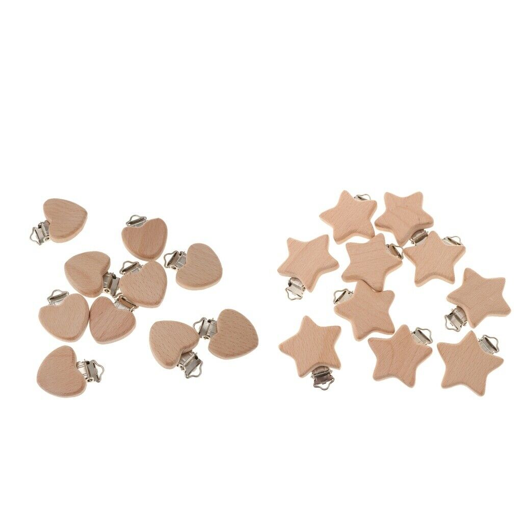20pc Beech Wooden Baby Pacifier Dummy Clips Dummy Clip Nursing Accessory
