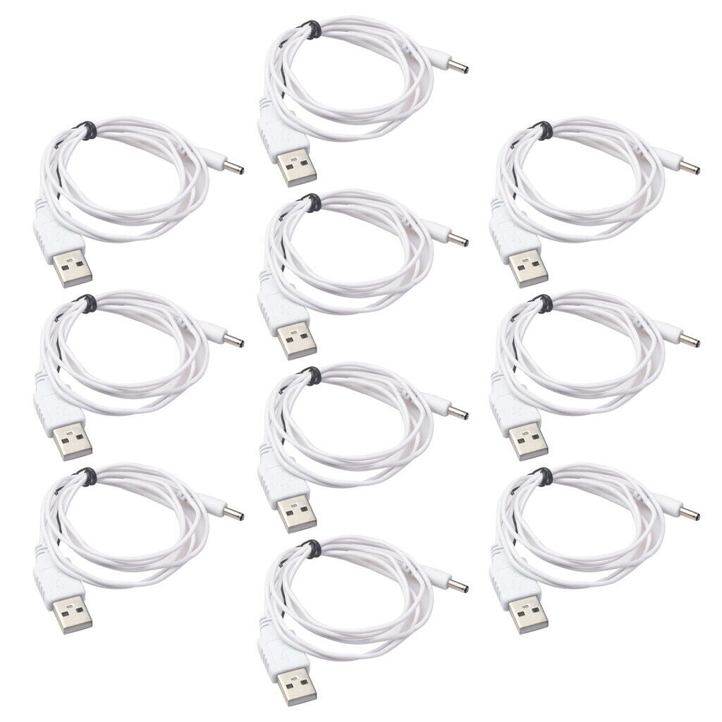10x Power Cable USB to DC 3.5mm Jack Cable for Fan Lamp Speaker 1 Meter