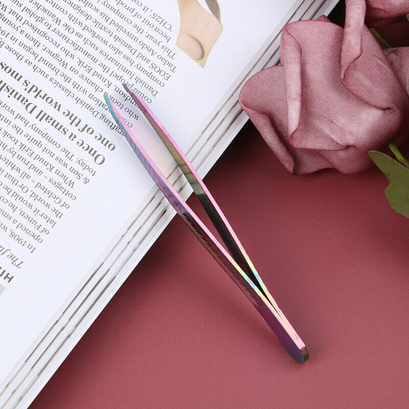 1×Eyebrow Tweezers Clip Slanted Incline Tip Hair Remover Plucker Stainles.l8