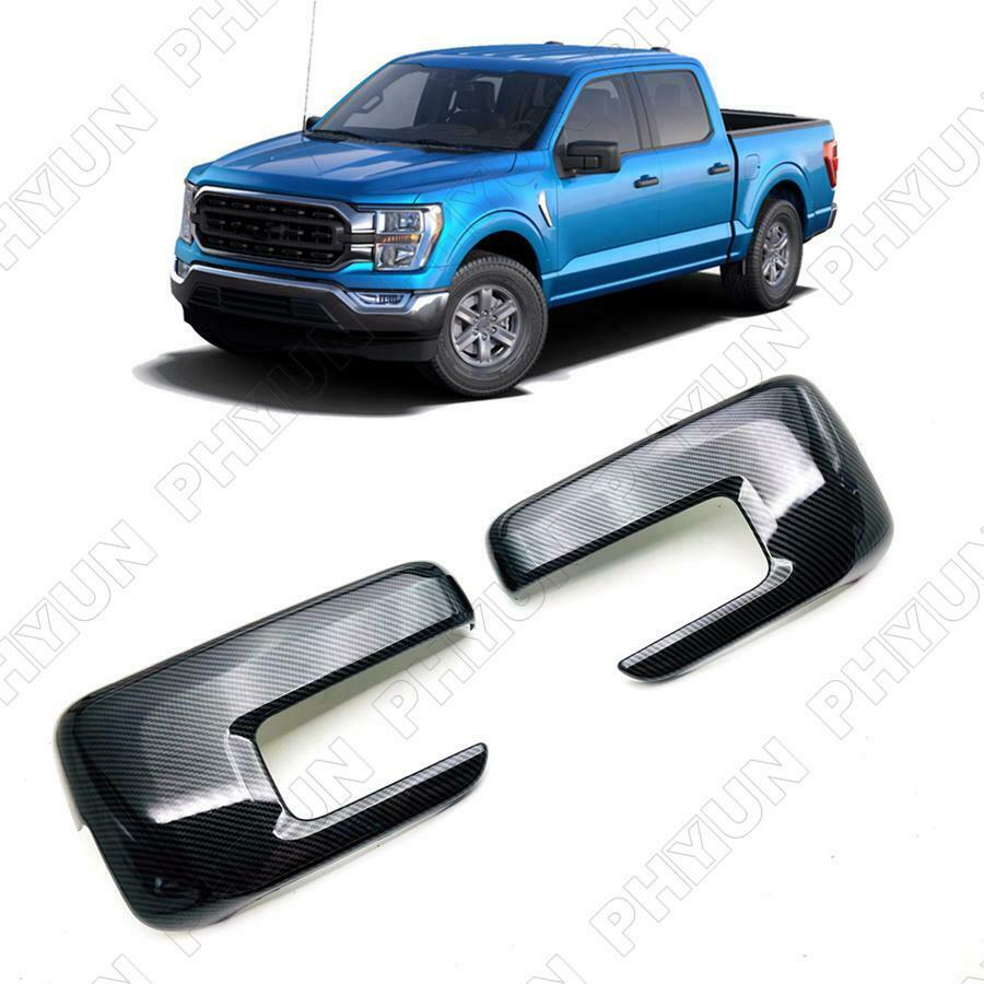 Carbon Fiber Style Rear View Side Mirror Covers Trim For Ford F150 F-150 2021-22