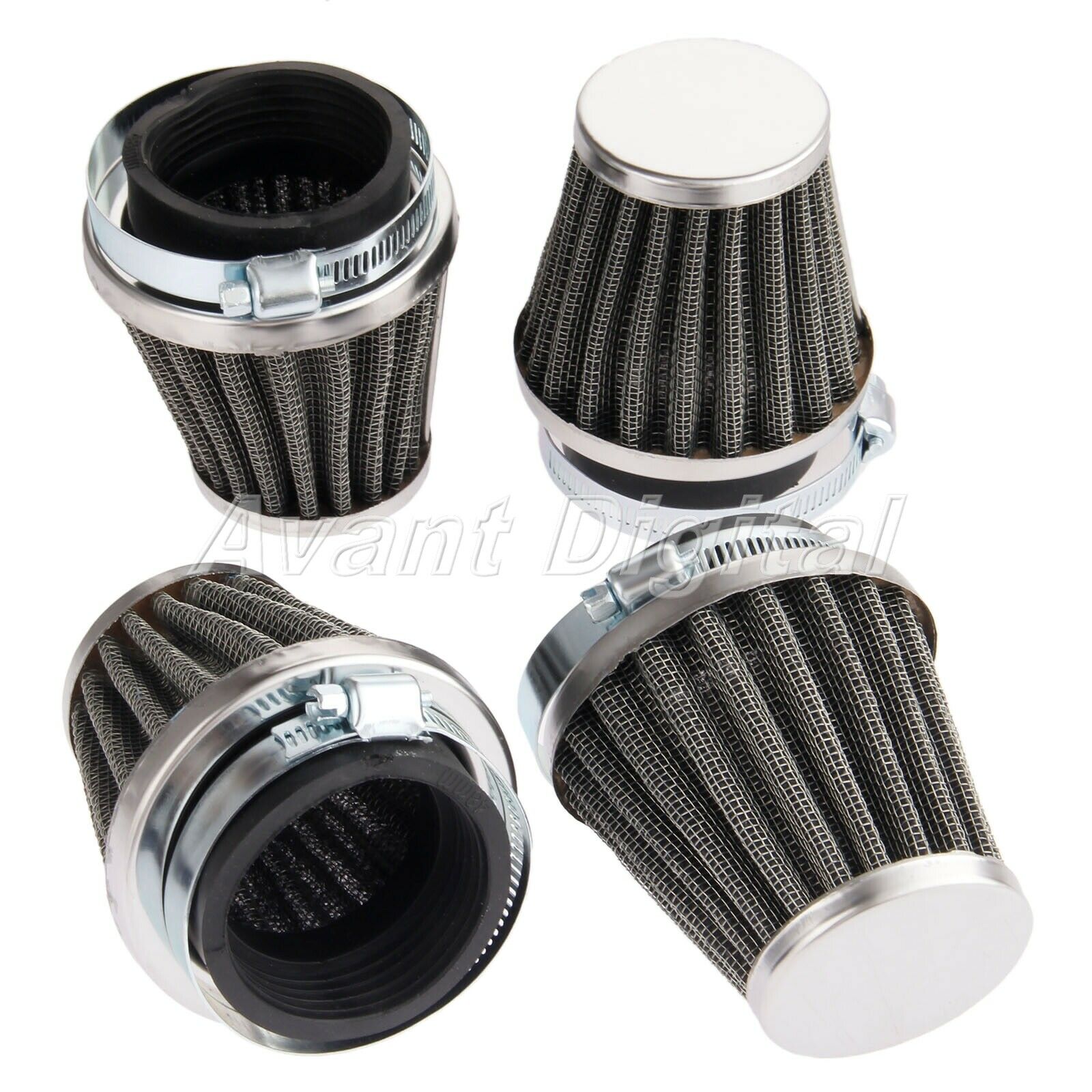 4X Double Layer Steel Filter Gauze Clamp-on Air Filter 48mm for ATV Motorcycle