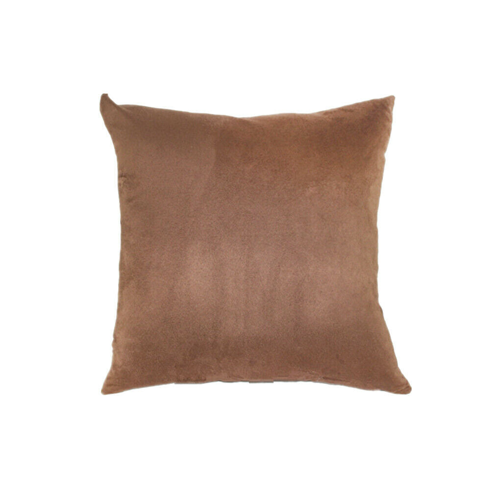 Brown Suede Pillowcase Square Pillow Cover Bedding Sofa Ornaments 50x50cm