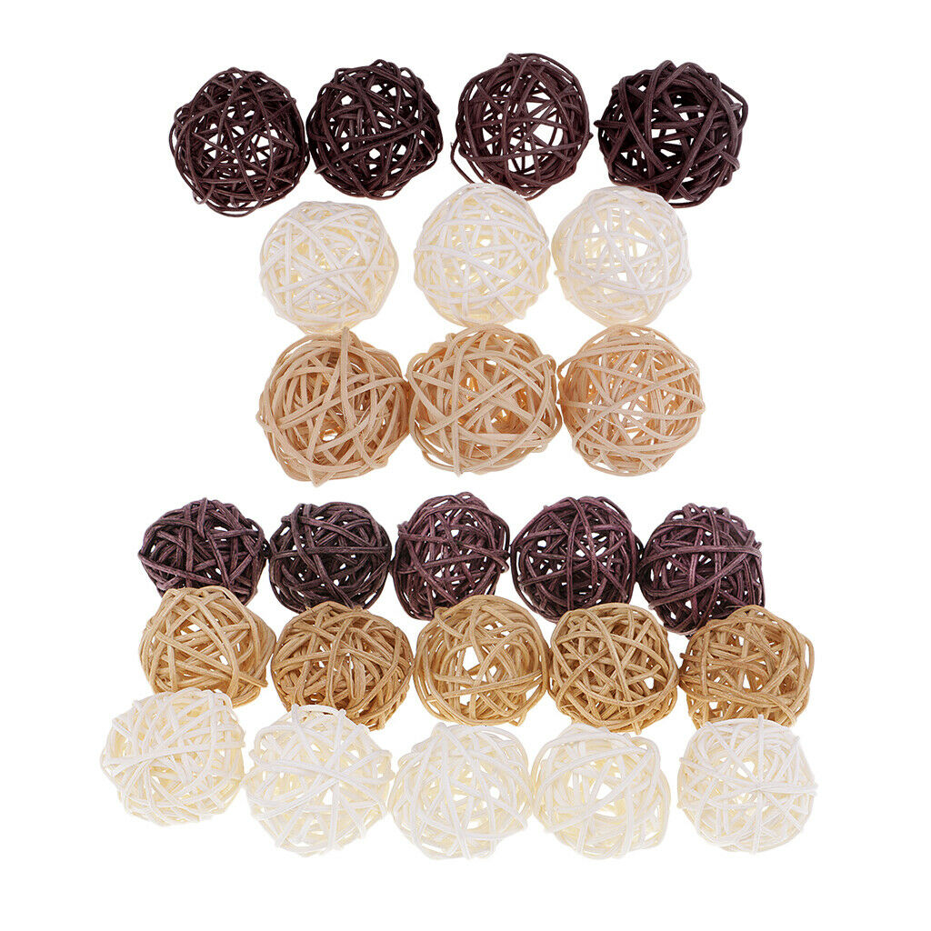 25pcs Rattan Wicker Ball Decorations Ornaments Wedding Christmas Party Table