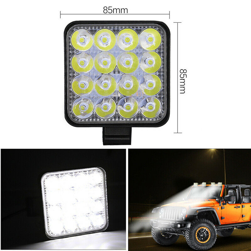 Square 48W LED Work Light 12V 24V Off Road Flood Spot Lamp For Car Truck SUV Kt