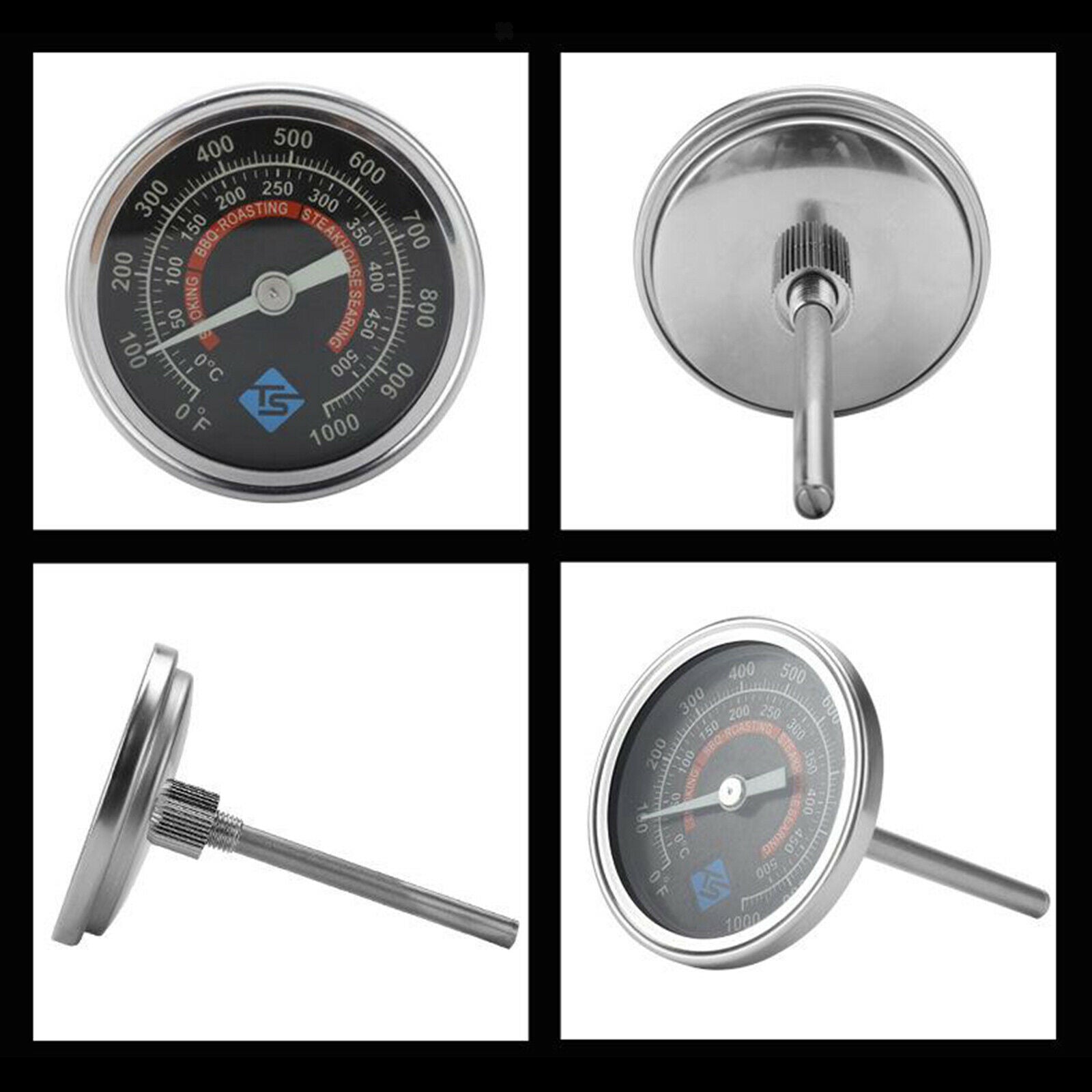 Celsius Stainless Steel BBQ Smoker Grill Thermometer Temperature Gauge Barbecue