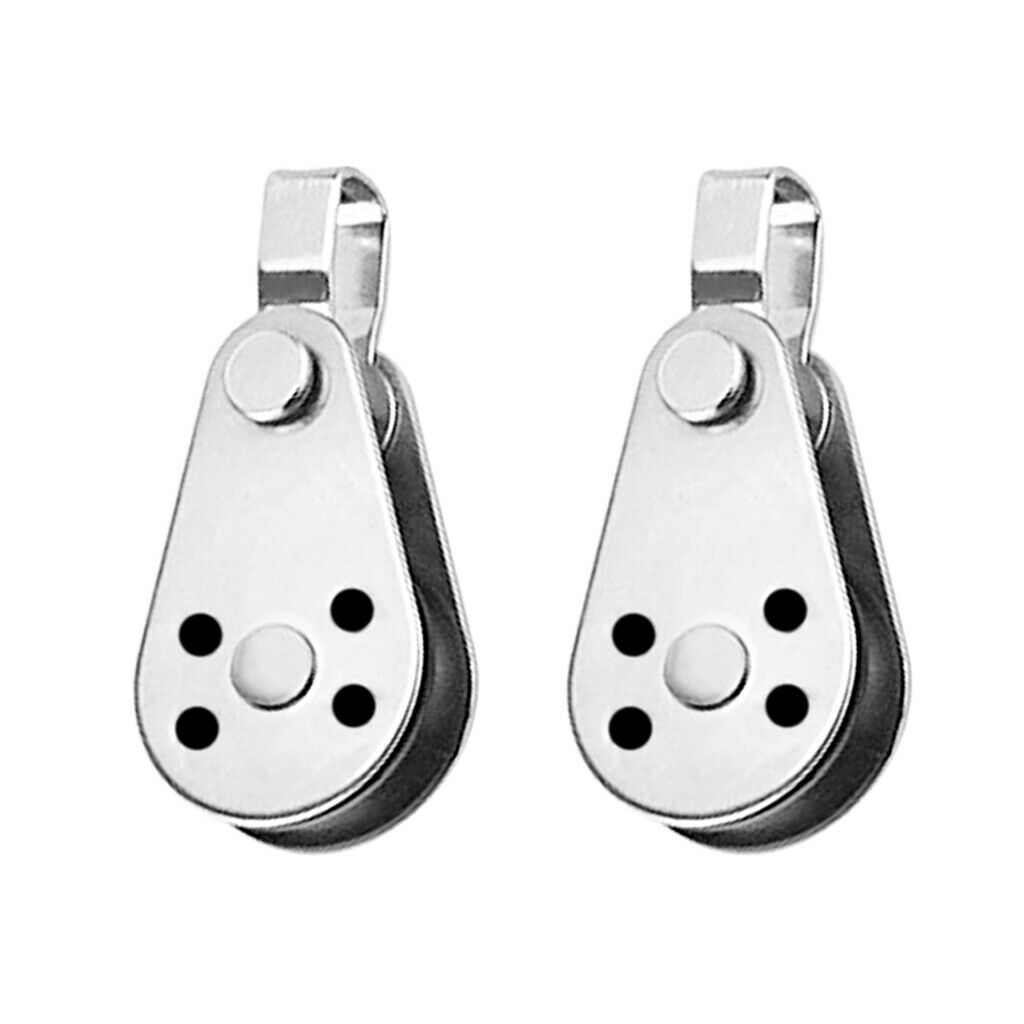 2pcs Rope Pulley Block 316 Stainless Steel Fixed Sheave for Marine Kayak Canoe