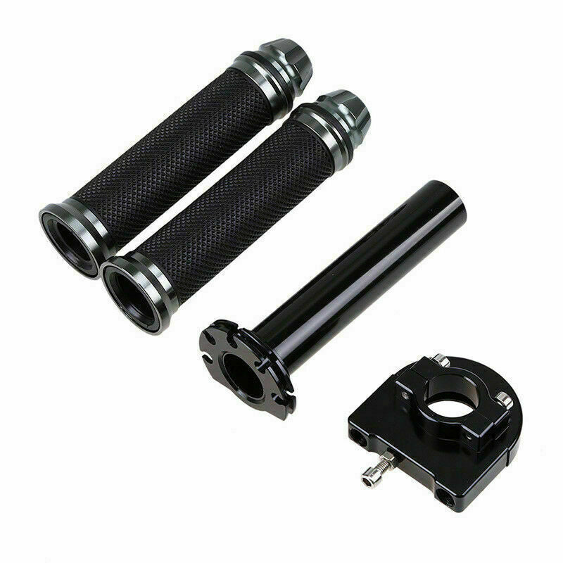 2PC 7/8in Aluminum Alloy 22mm Handlebar Grip with Throttle Tube Twist Motorcycle