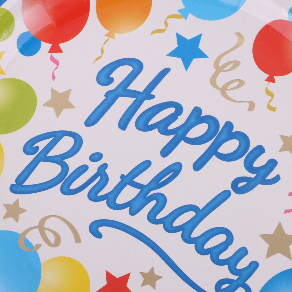 6 Pieces Happy Birthday Balloons Star Disposable Paper Plates Carnival Party