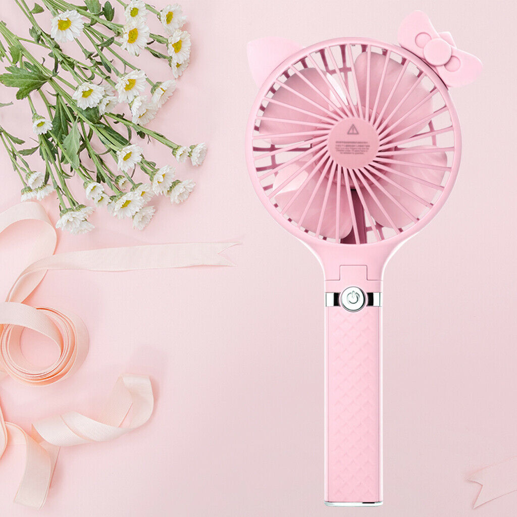 Rechargeable USB Hand Held Fan Air Cooler Operated Protable No Battery pink