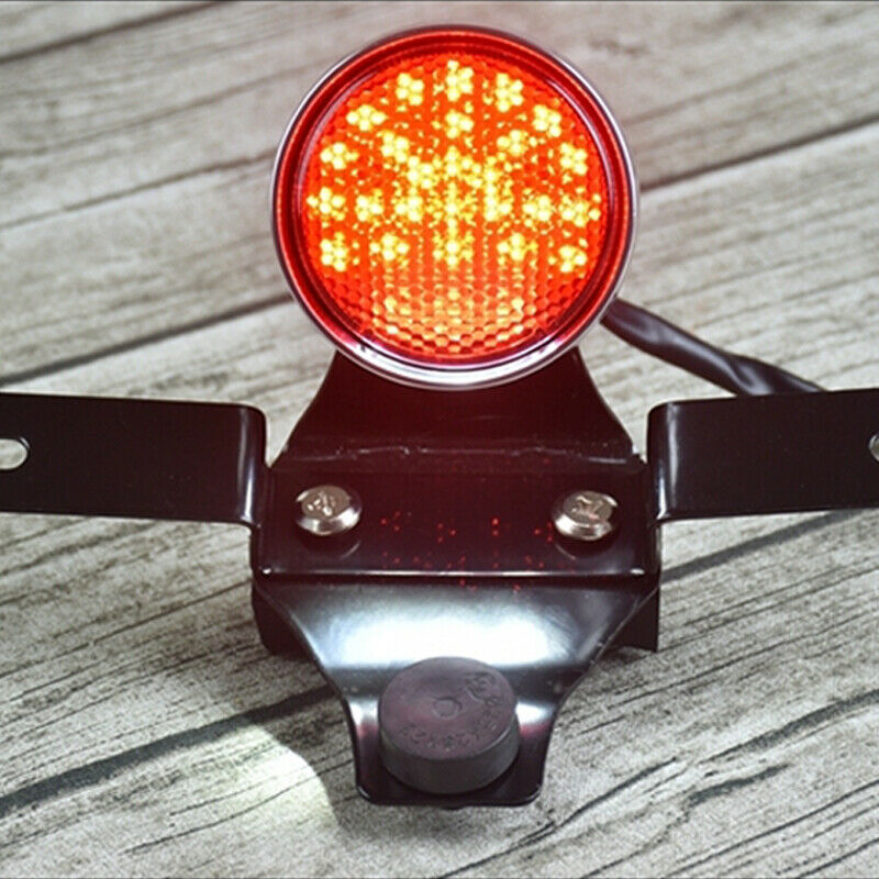 Retro Motorcycle Bike LED Rear Brake License Plate Turn Signal Stop Tail Light
