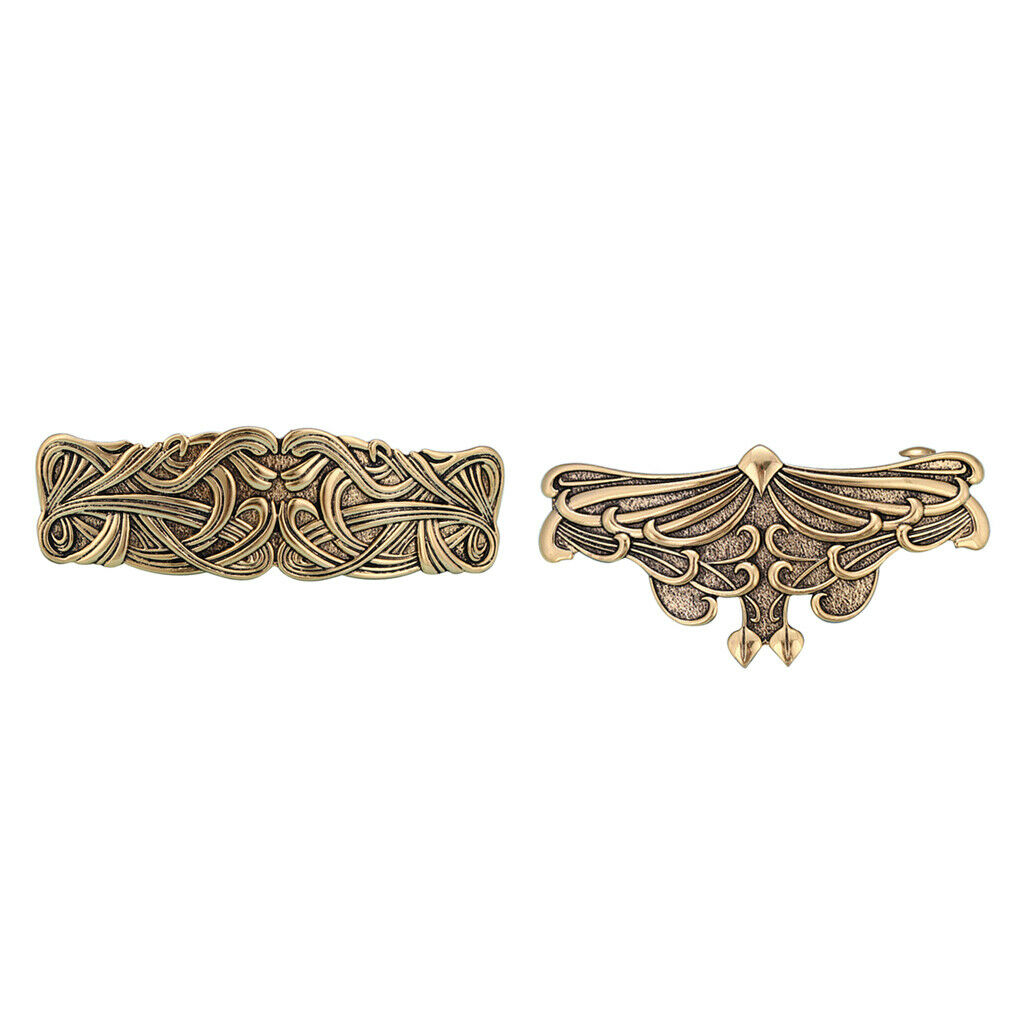 2 Pieces Viking Large Celtic Hairclip Clasp Golden Girl Flower Hair Barrette