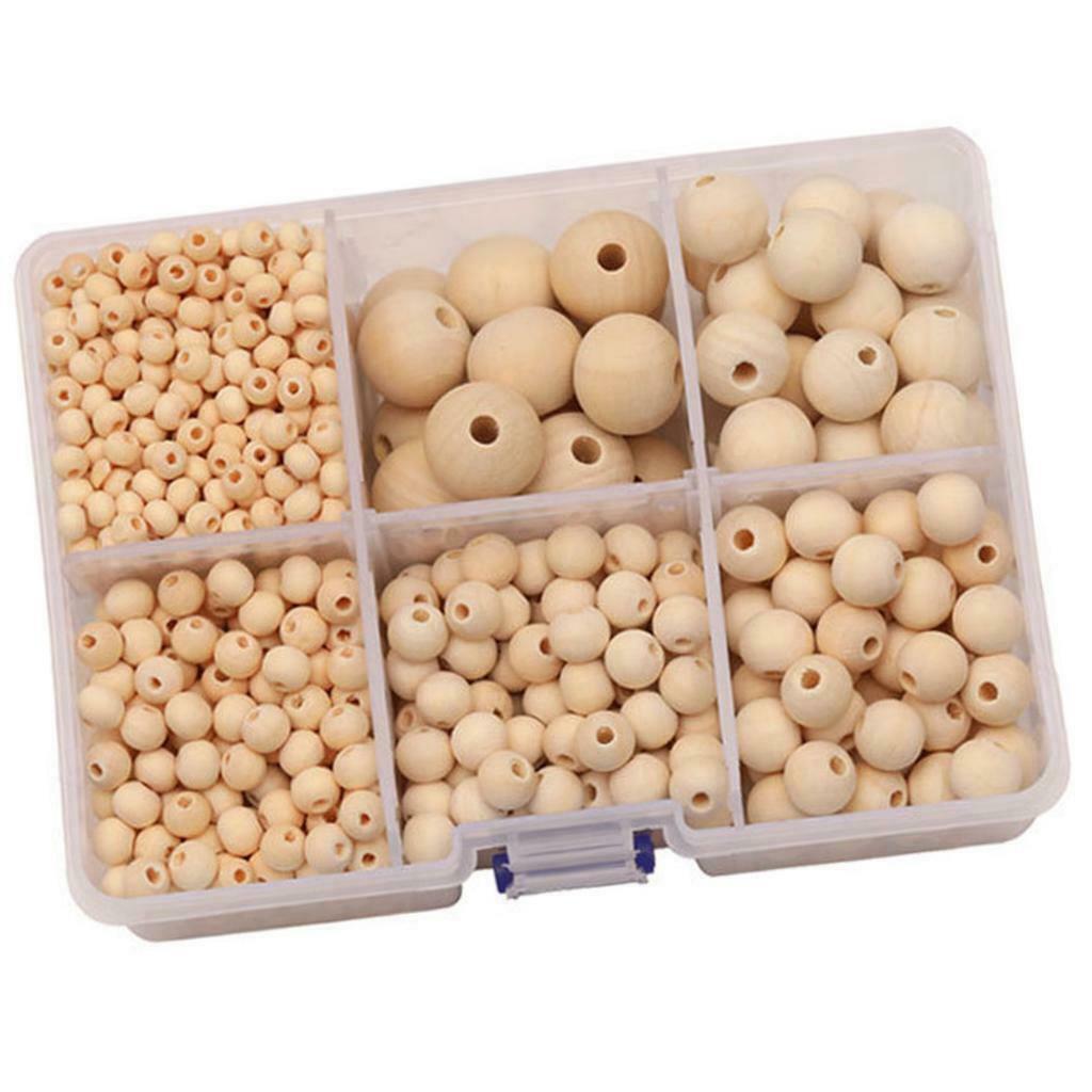 1150pc 6mm-20mm Natural Wood Beads Unfinished Round Wooden Loose Beads Spacer