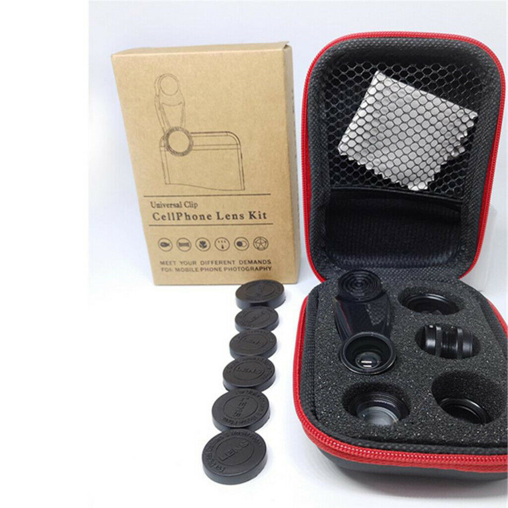 Universal 7 In 1 Mobile Phone Clip Lens Fish Eye Wide Angle For Smartphone