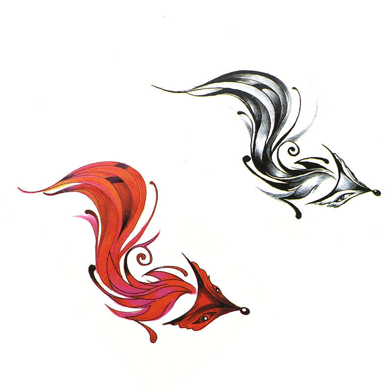 2Pcs/Set Waterproof Tattoos For Women Body Art Blue Red Black Fox Tattoo Stic FT