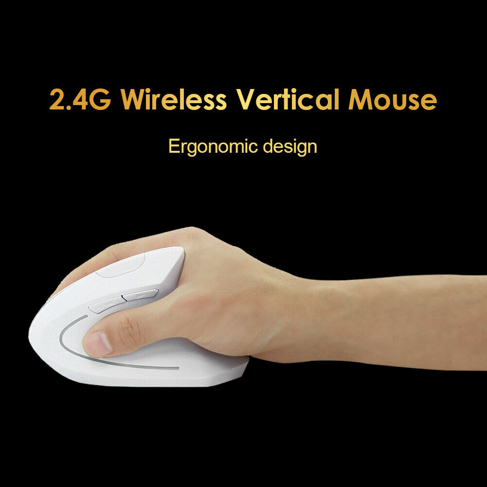 Wireless Vertical Mouse 2.4GHz USB Receiver 6 Buttons Ergonomic PC Mice @