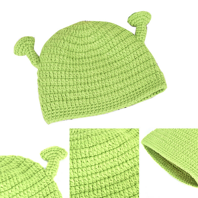 Unisex Balaclava Monster Shrek Wool Winter Knitted Hats Green Party Funny C Gy