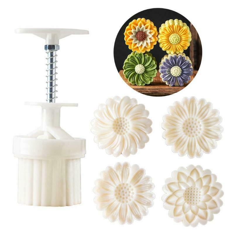 4pcs Stamps150g Daisy Moon Cake Mould DIY Decoration Mooncakes Press Moulds