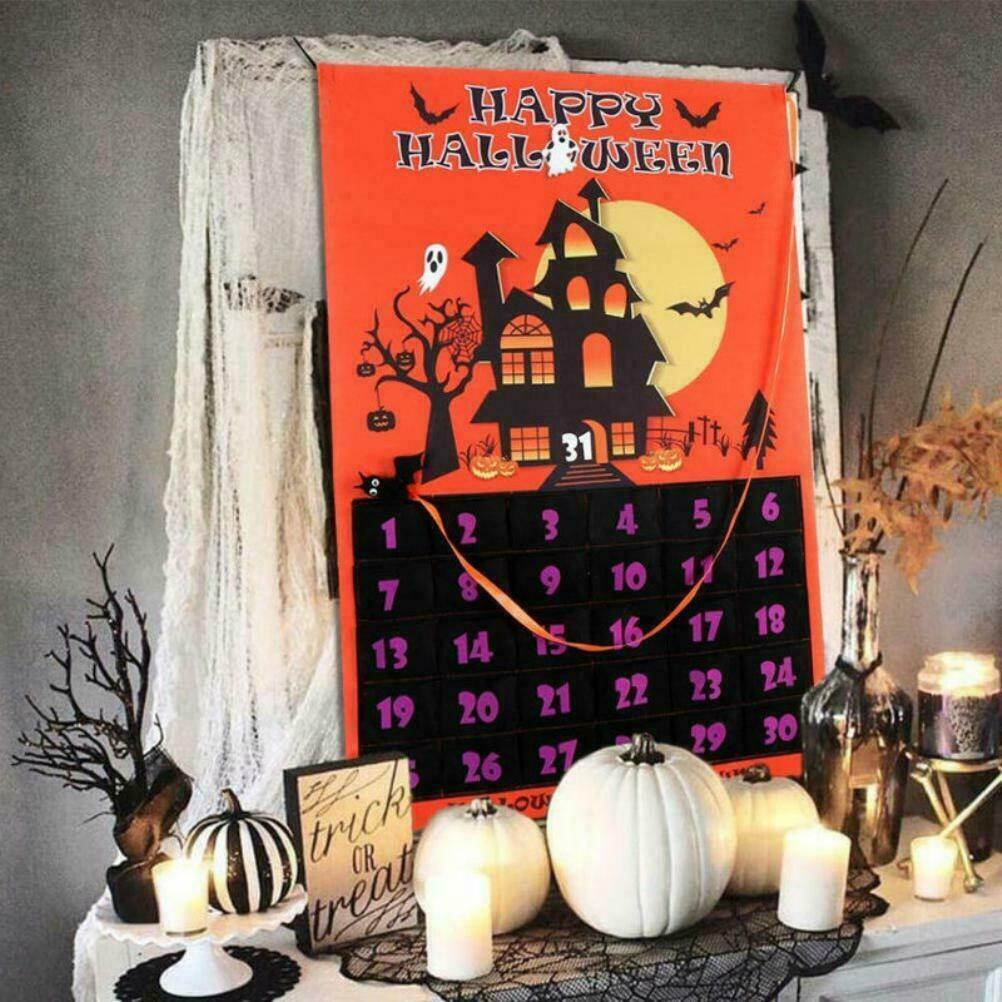 Halloween Advent Calendar Countdown Wall Calendar with Lanyard Party Decor