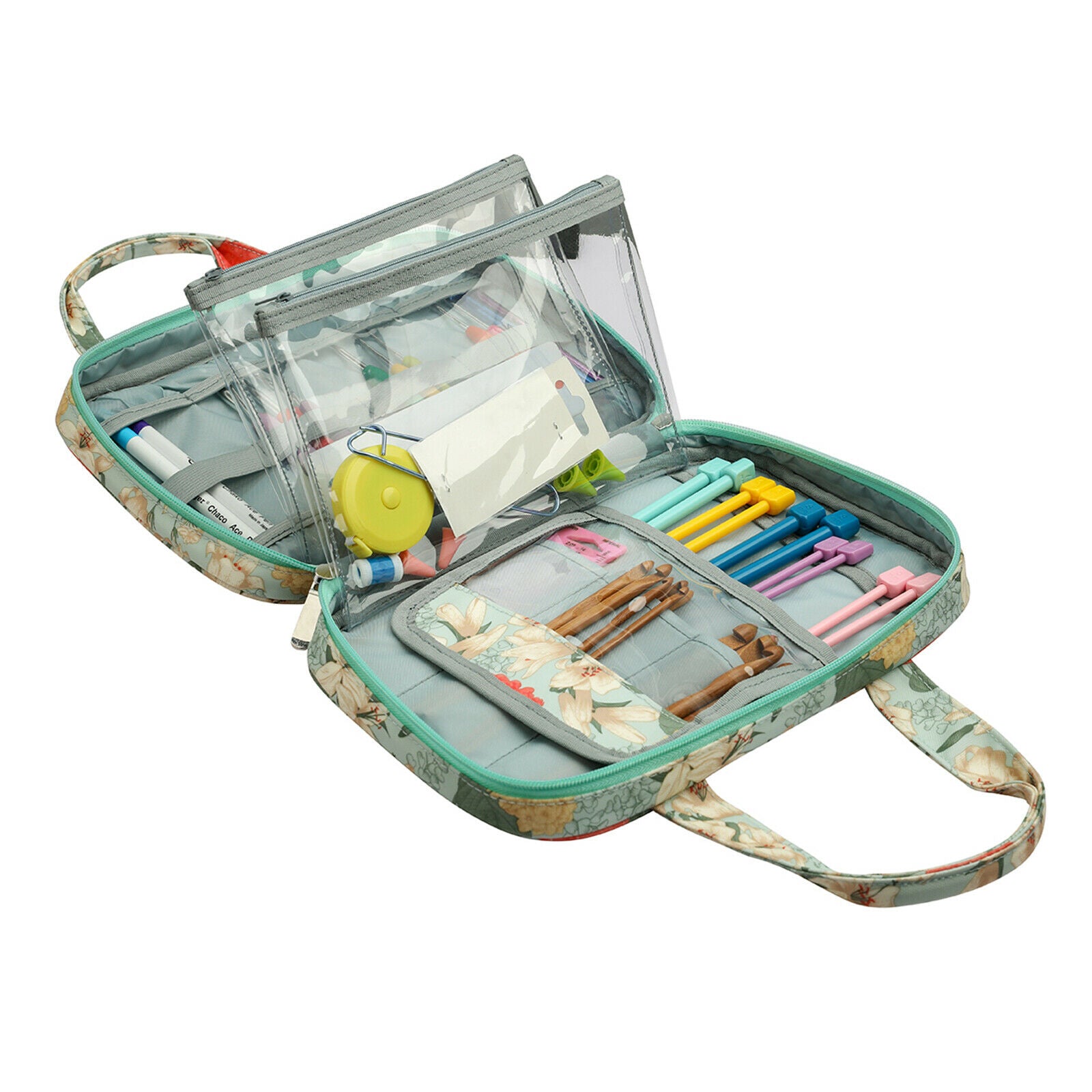 Travel Organizer Crochet Hooks Case Yarn Sewing Tools Storage Zipper Bag