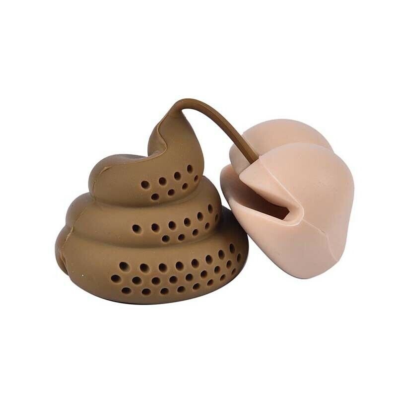 Poo Turd Shape Silicone Tea Strainer Filter Infuser Prank Trick Prop Drin.l8
